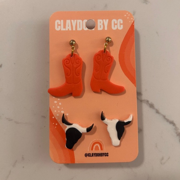 Cowgirl-Inspired Polymer Clay Earrings – Handmade Western Styles – Lightweight - Picture 4 of 4